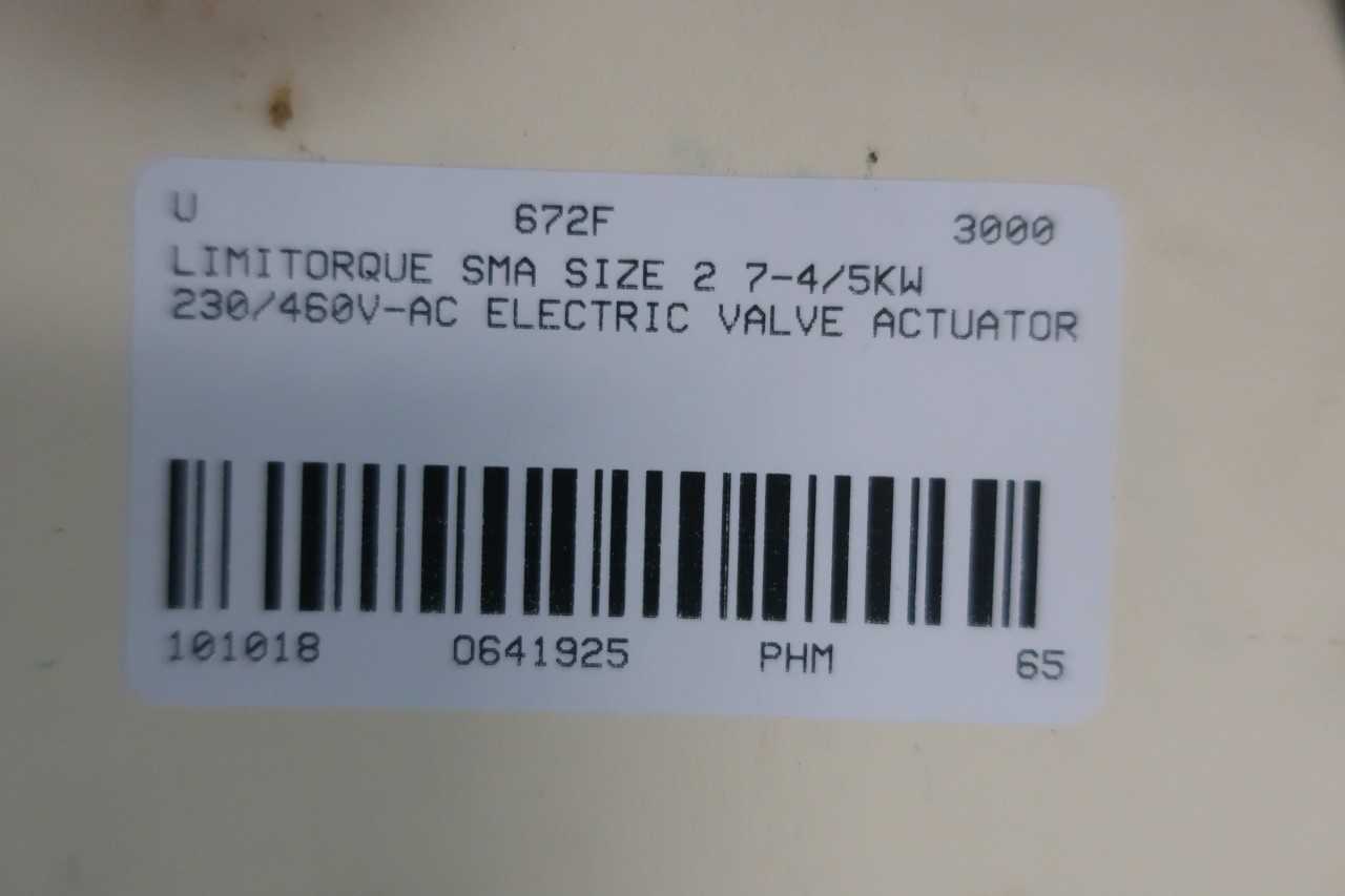 LIMITORQUE SMA SIZE 2 7.8KW 230/460V-AC VALVE ACTUATOR - VALVES