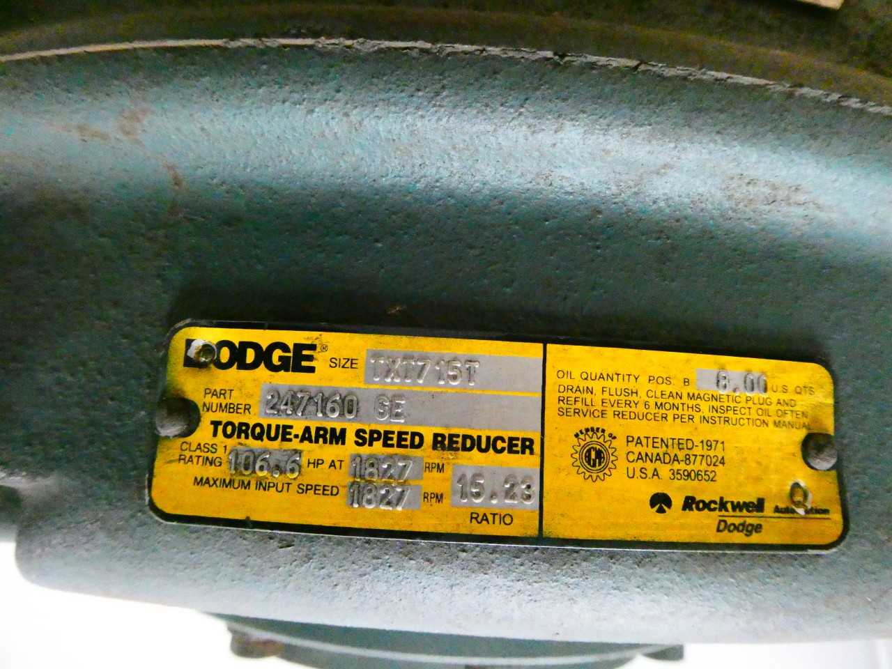 DODGE 247160 TXT715T TORQUE-ARM 2-7/16IN 106.6HP 15.23:1 SHAFT MOUNT GEAR REDUCER - GEAR REDUCERS