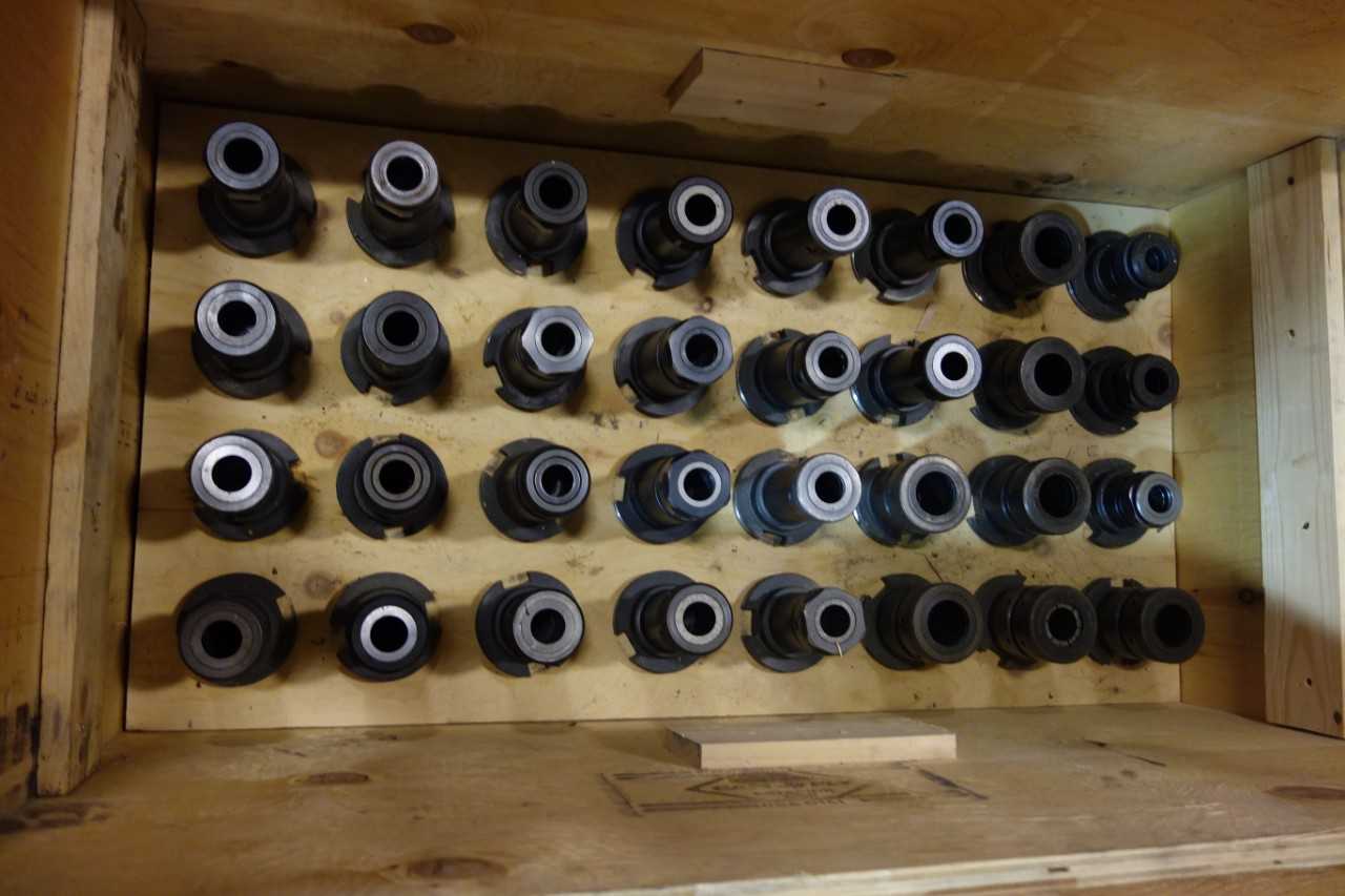 1 CRATE OF ASSORTED CAT50 TOOL HOLDERS - PARLEC, LYNDEX - MACHINING ACCESSORIES & TOOLING