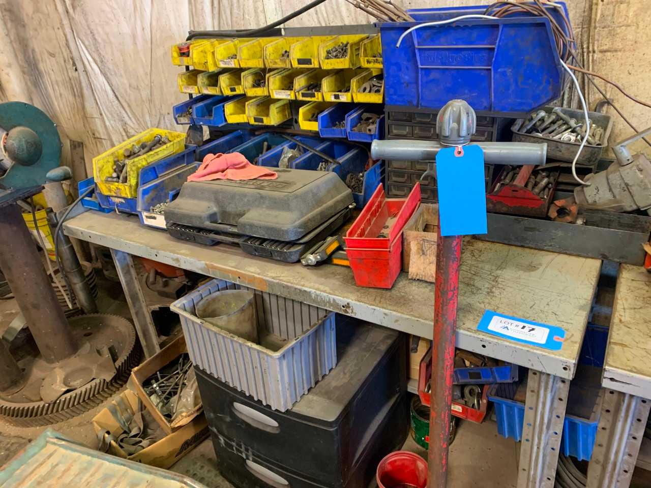 Metal Bench with Contents - MATERIAL HANDLING