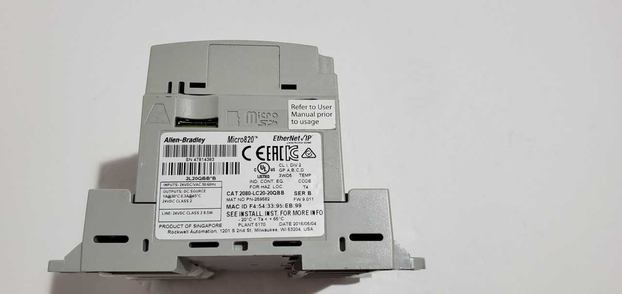Allen Bradley Micro 820  2080-LC20-20QBB PLC - AUTOMATION & CONTROLS