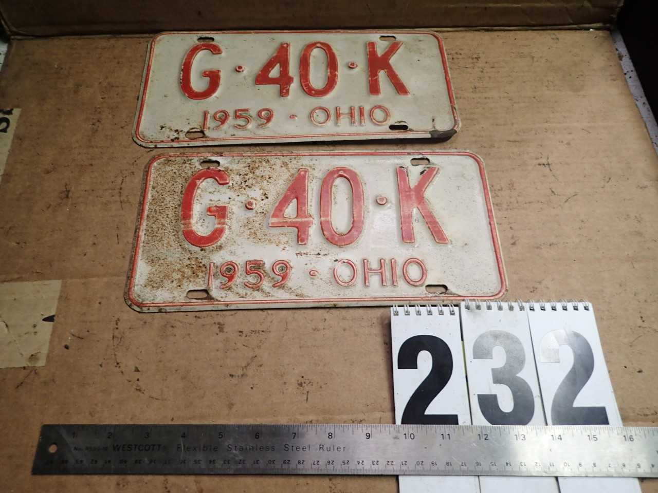 1959 Ohio License Plate Set G-40-K - MACHINING ACCESSORIES & TOOLING