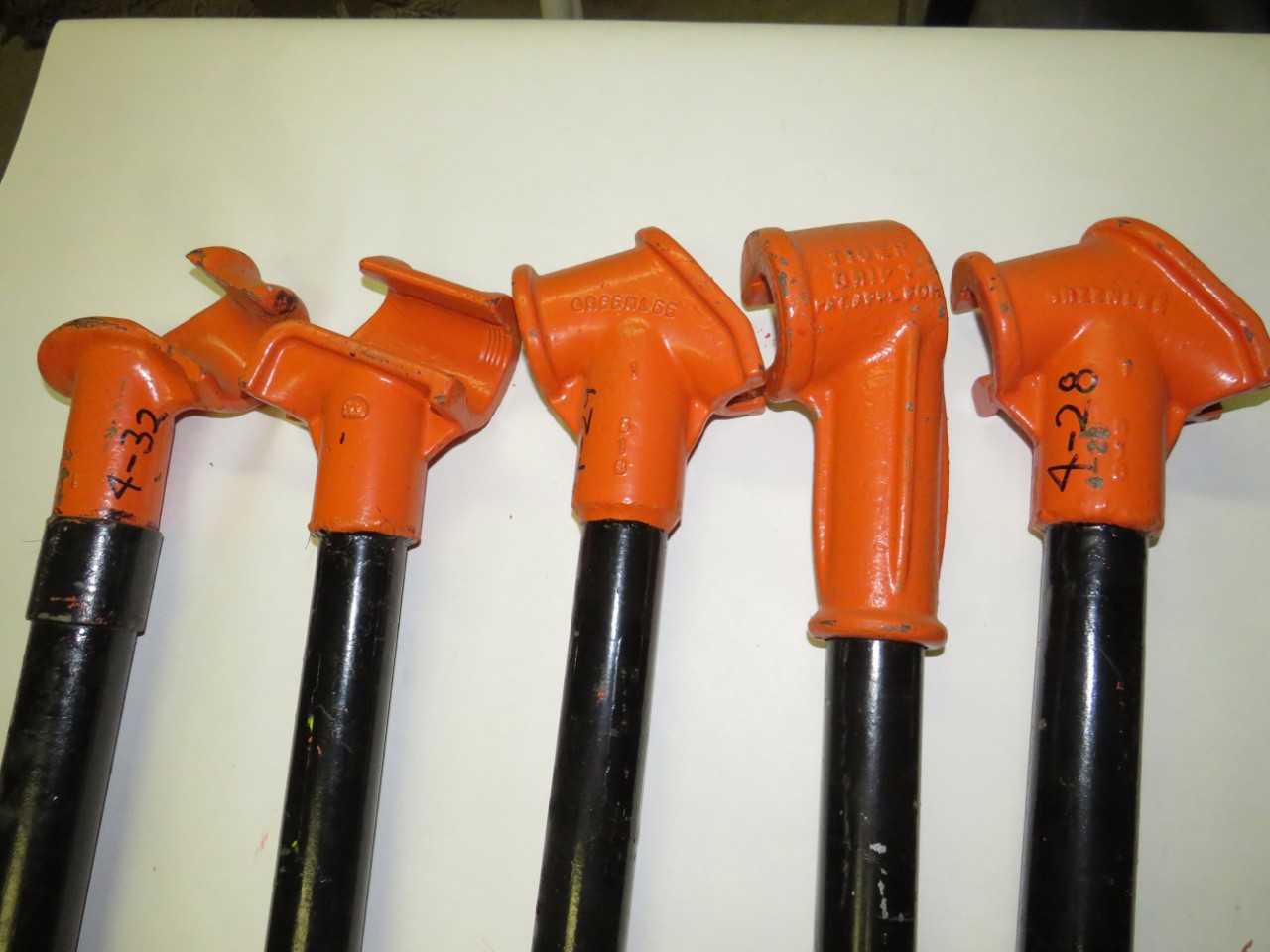 LOT OF 5 ASSORTED CONDUIT BENDER HICKEY - GREENLEE, RIDGID, TIGER - HAND TOOLS