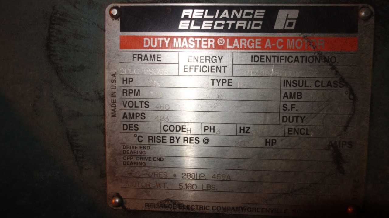 RELIANCE 20FC-5808S 250HP 460V-AC DUTY MASTER AC MOTOR - ELECTRIC MOTORS