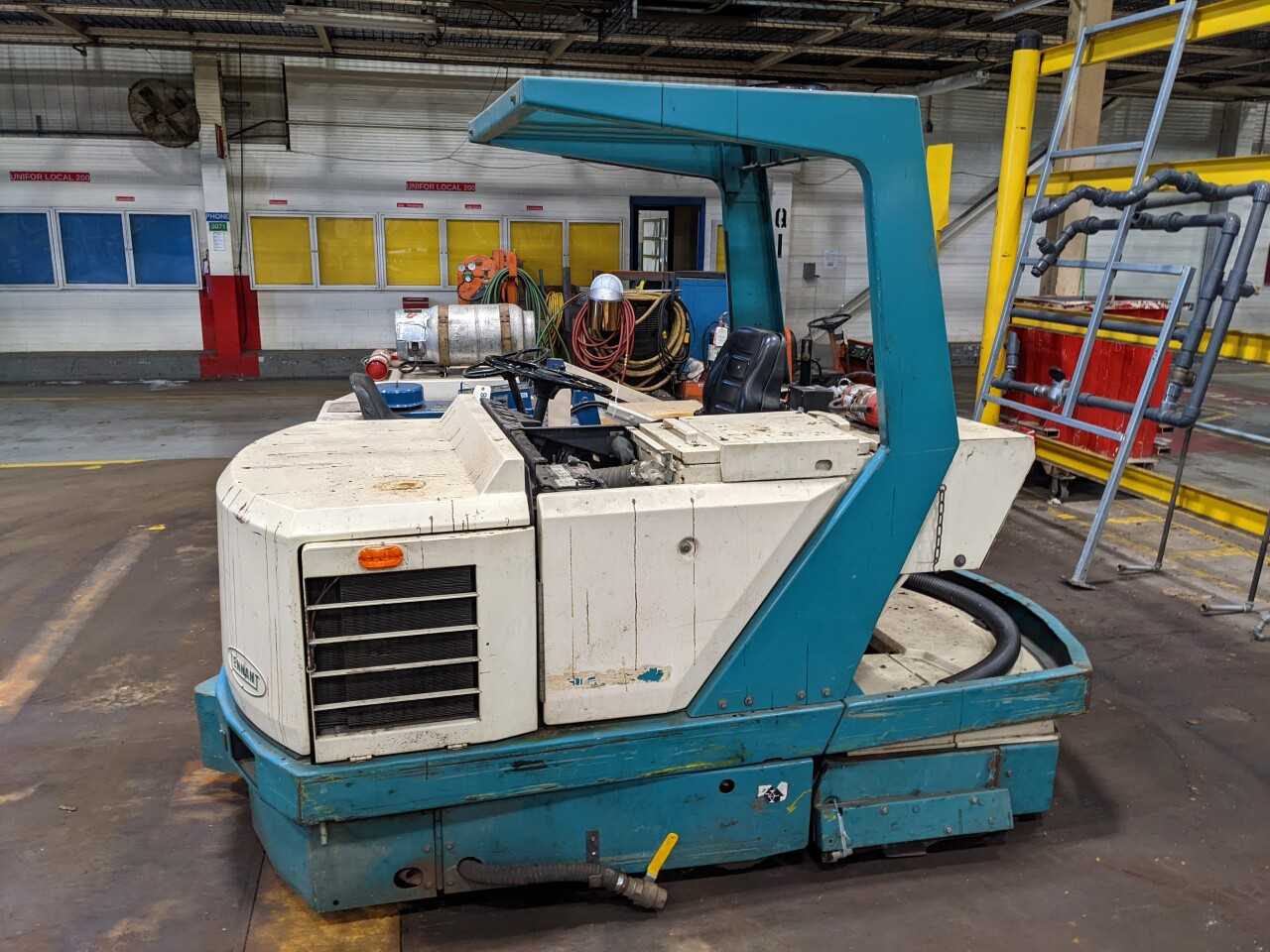 INDUSTRIAL RIDE ON SWEEPER, 66-INCH CLEANING PATH, OVERHEAD CAGE - PLANT & FACILITY