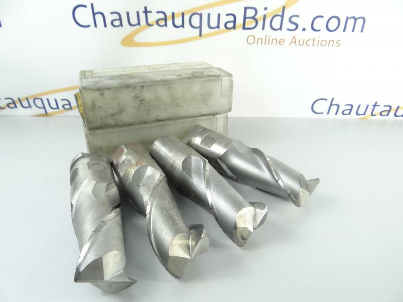 Lot of 4 Heavy Duty HSS 2 Flute Roughing Finishing End Mills - MACHINING ACCESSORIES & TOOLING