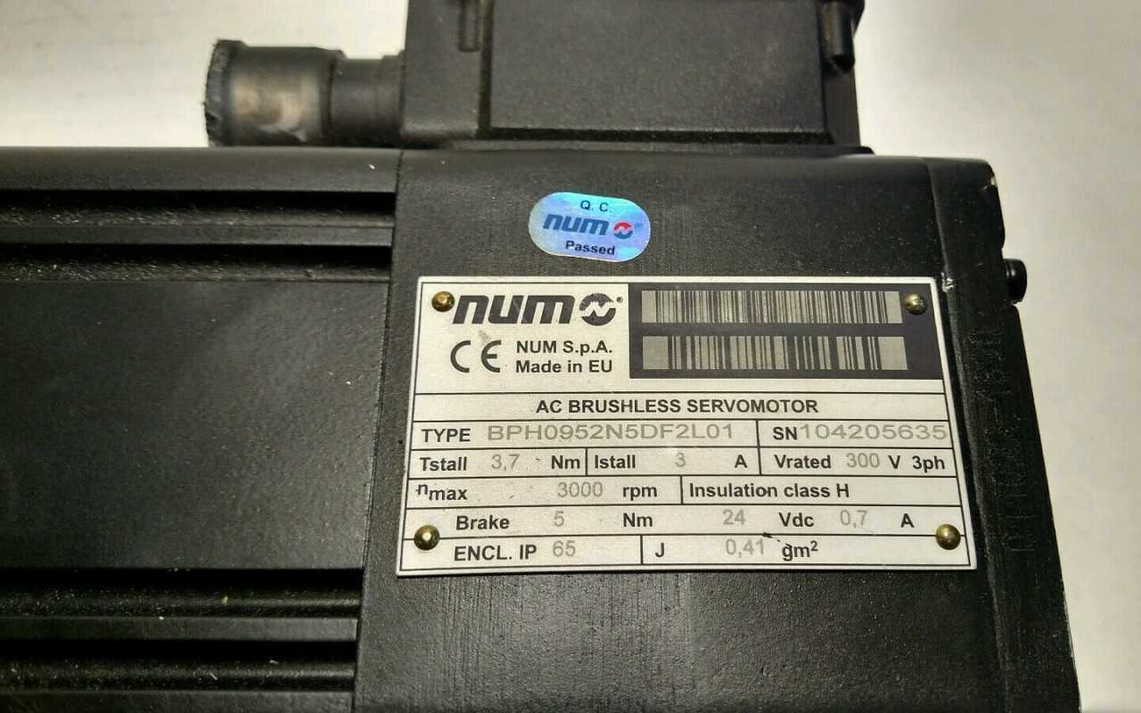 NUM AC Brushless Servo Motor Type BPH0952N5DF2L01- Used - Bench Tested - SERVO