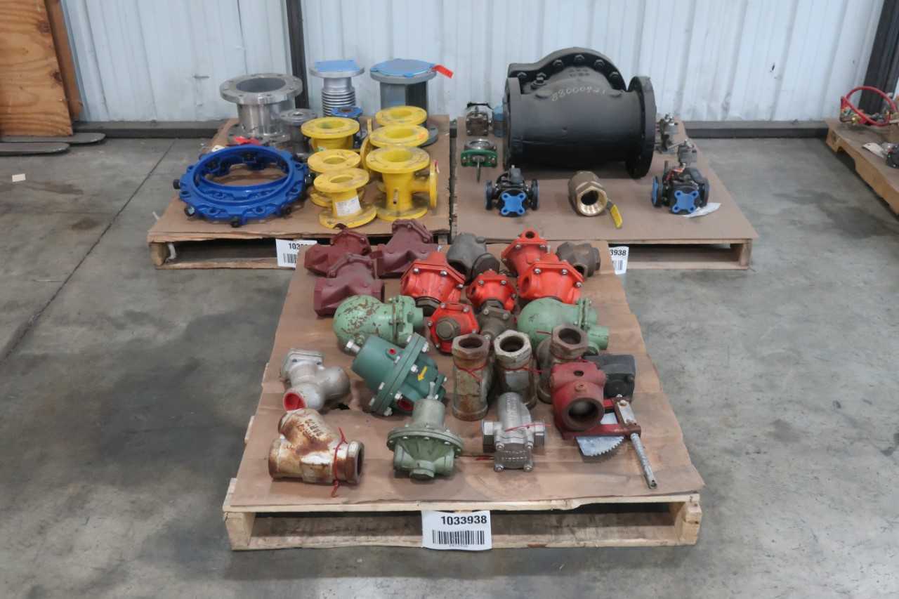 3 PALLETS OF ASSORTED MANUAL VALVES AND VALVE PARTS - VALVES