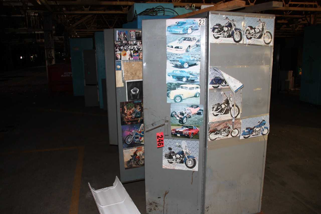 25 medal lockers, 20 wood lockers, misc. roller rack, basket of guard rail.  - MISCELLANEOUS