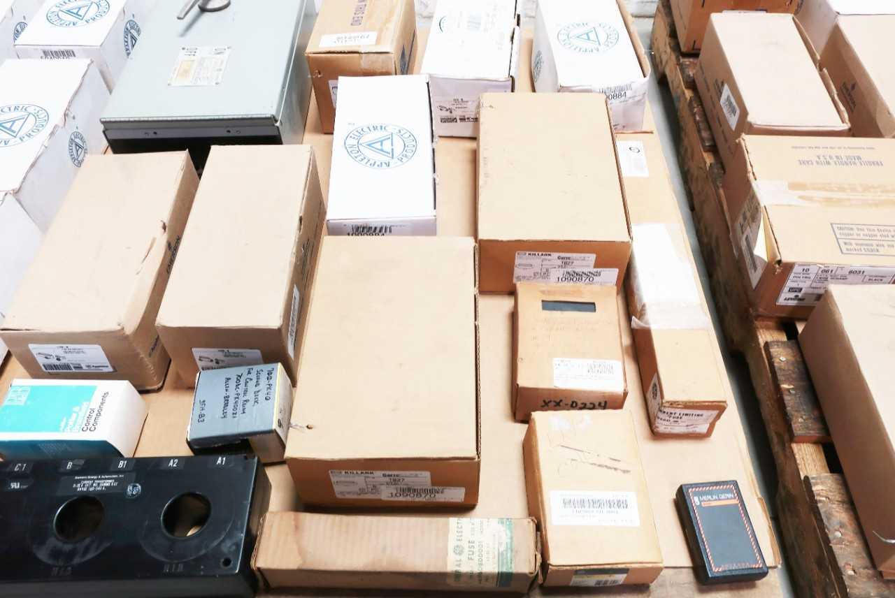 2 PALLETS OF ASSORTED ELECTRICAL PARTS - ELECTRICAL COMPONENTS