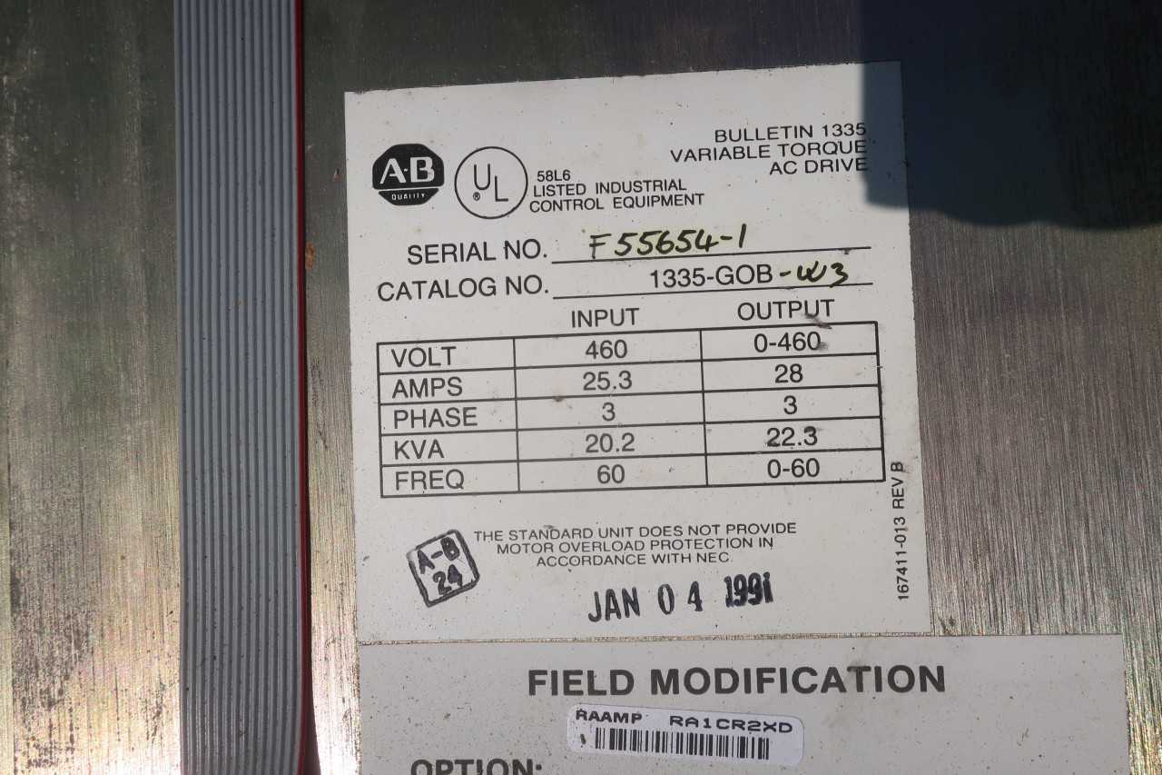 ALLEN BRADLEY 1335-GOB-W3 PLUS AC-DRIVE 460V 3PH - MOTOR DRIVES