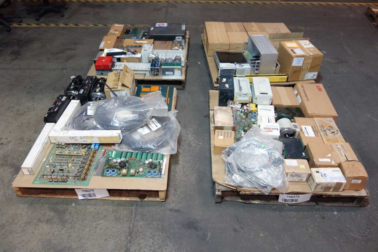 4 PALLETS OF ASSORTED ELECTRICAL AUTOMATION, CONTROLS, DRIVES, MODULES, CIRCUIT BOARDS AND ACCESSORIES - ELECTRICAL COMPONENTS
