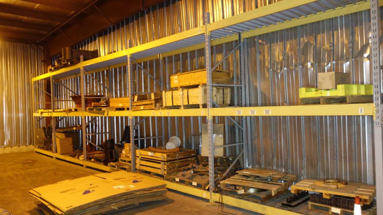 CONTENTS OF 3 RACK ROWS, STEEL REPLACEMENT PARTS, CASINGS, COVERS, DISCS, TUBING - MISCELLANEOUS