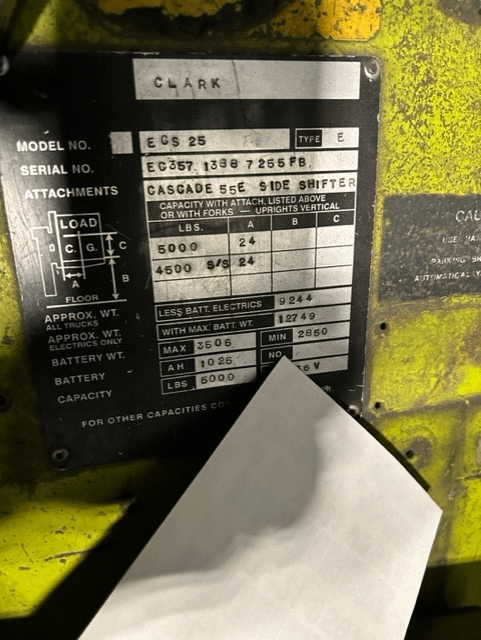 1989 Clark ECS25 Forklift - FORKLIFTS