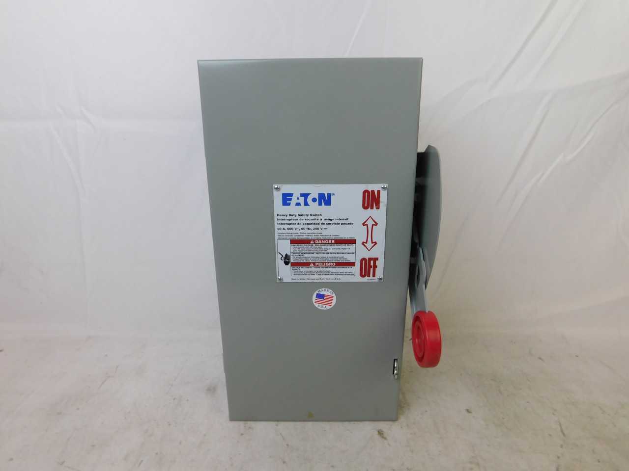 Quantity of 1 New Surplus Eaton DH362FGK Safety Switch 3P 60A 600V 3 Ph Fusible w/ Neutral NEMA1 - DISCONNECT SWITCHES