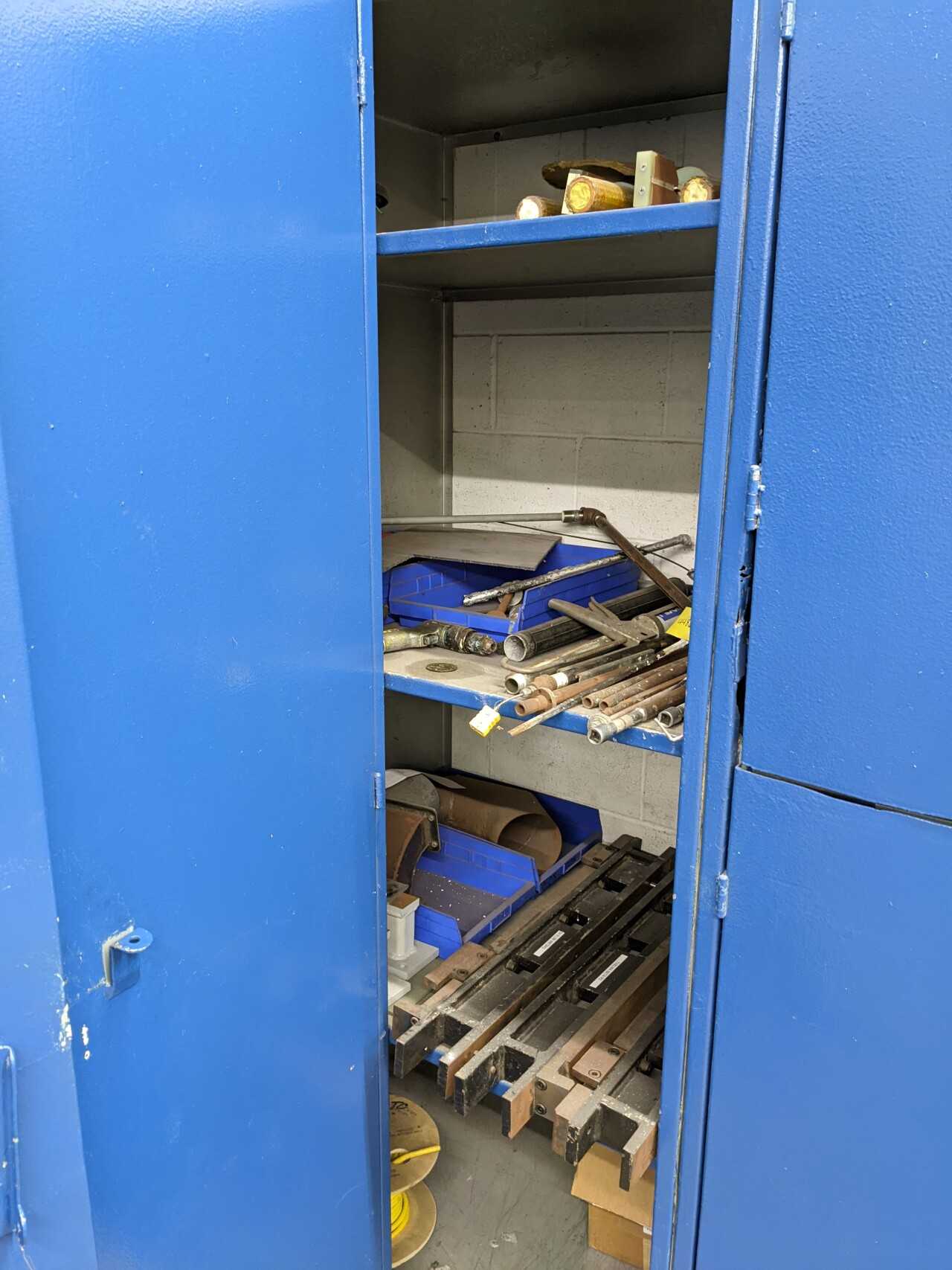 2 CABINETS WITH CONTENTS, ASSORTED TUBING, CERAMIC HOLDERS, ANTENNA PARTS, BOLTS - INDUSTRIAL PARTS