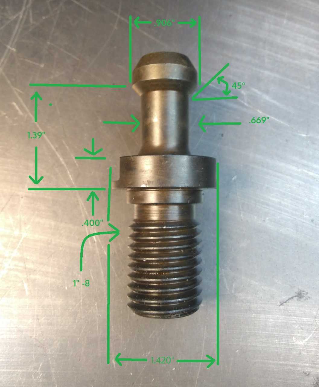 5 Piece Lot of Makino CAT-50 45-Degree Retention Knob Pull Studs - MACHINING ACCESSORIES & TOOLING