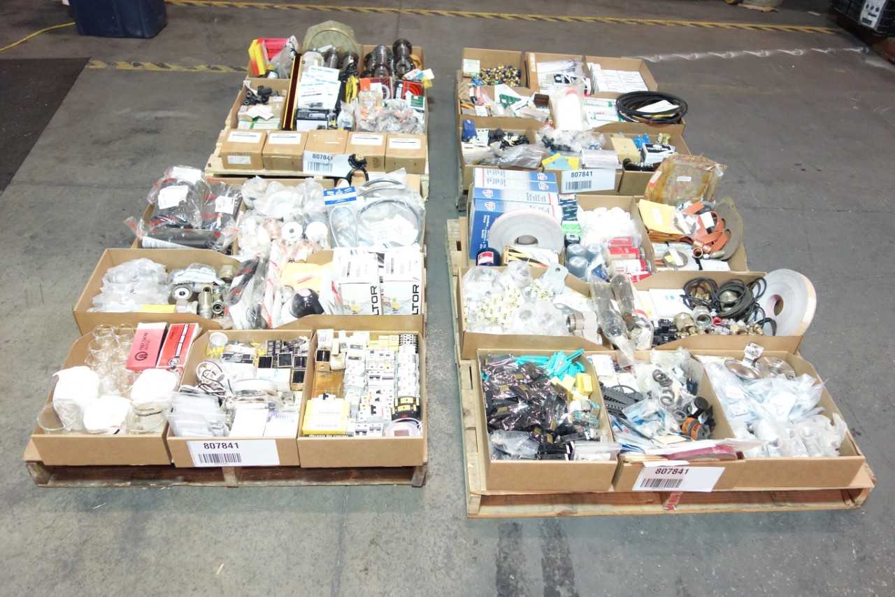4 PALLETS OF ASSORTED MISCELLANEOUS INDUSTRIAL SURPLUS - ELECTRICAL COMPONENTS