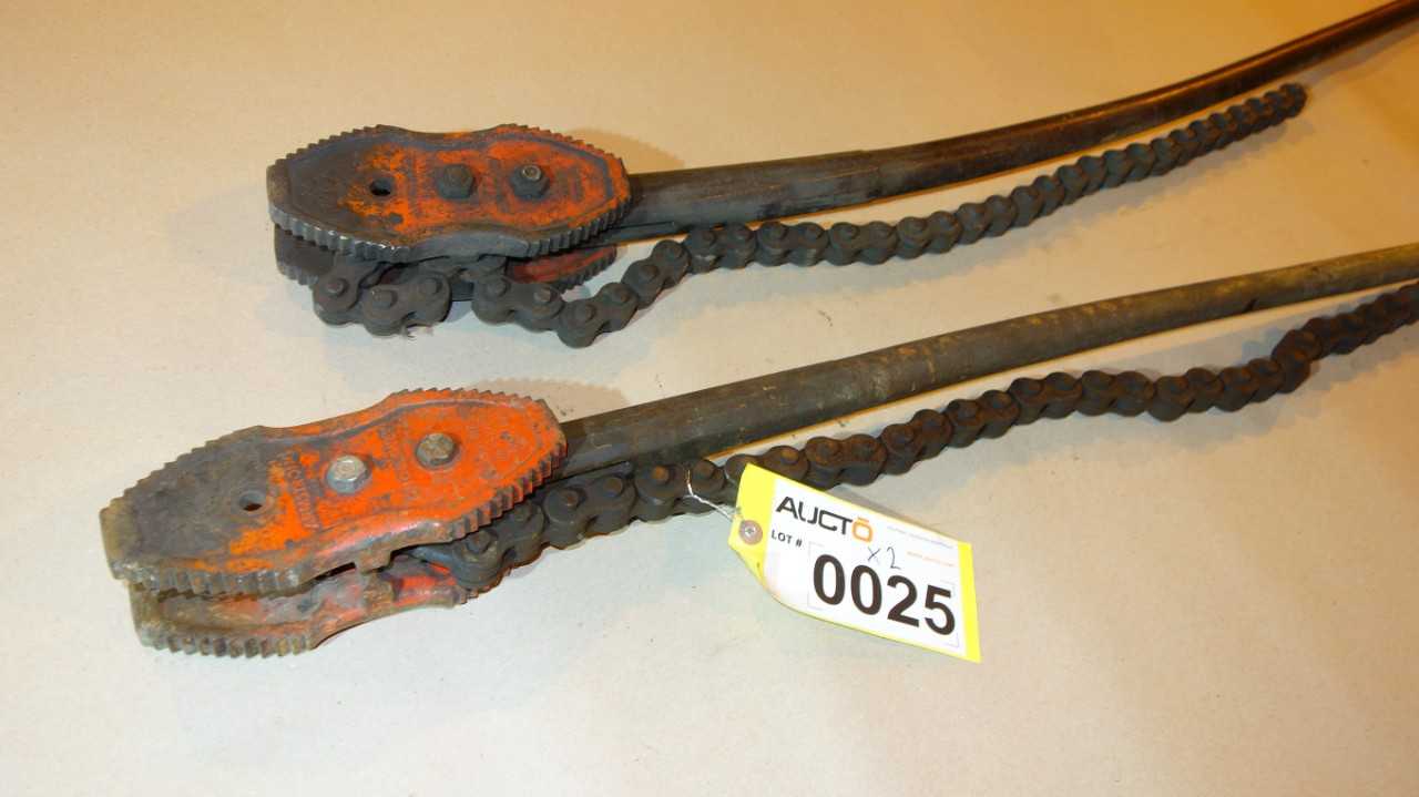 LOT OF 2 ARMSTRONG 23-235 1-1/2-8IN PIPE CHAIN WRENCH - HAND TOOLS