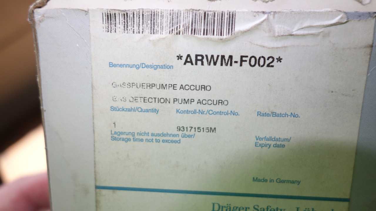 DRAGER ARWM-F002 ACCURO GAS DETECTION PUMP - INDUSTRIAL PARTS
