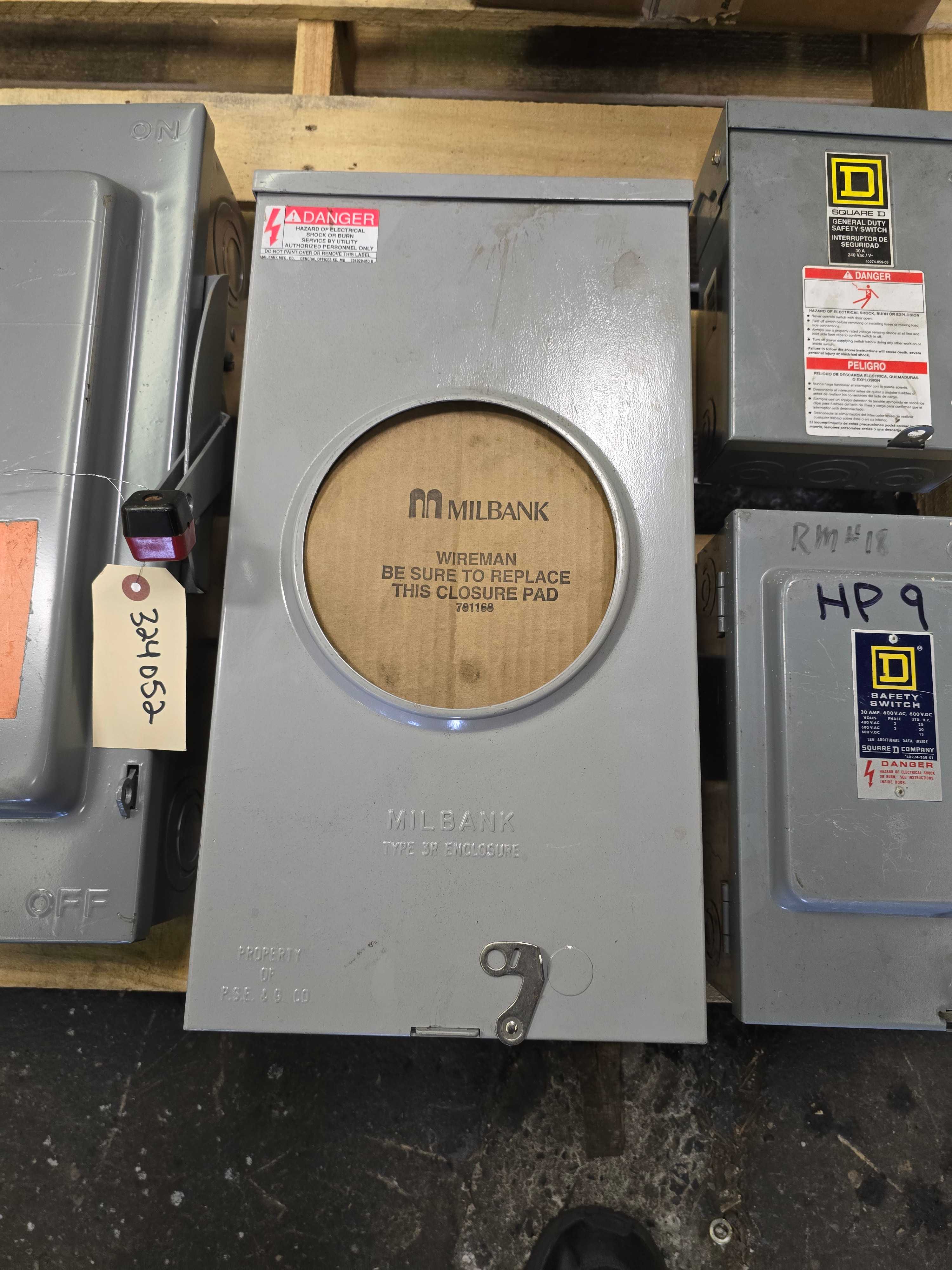 LOT OF SAFETY SWITCHES, METER, & ENCLOSED BREAKER - ELECTRICAL COMPONENTS