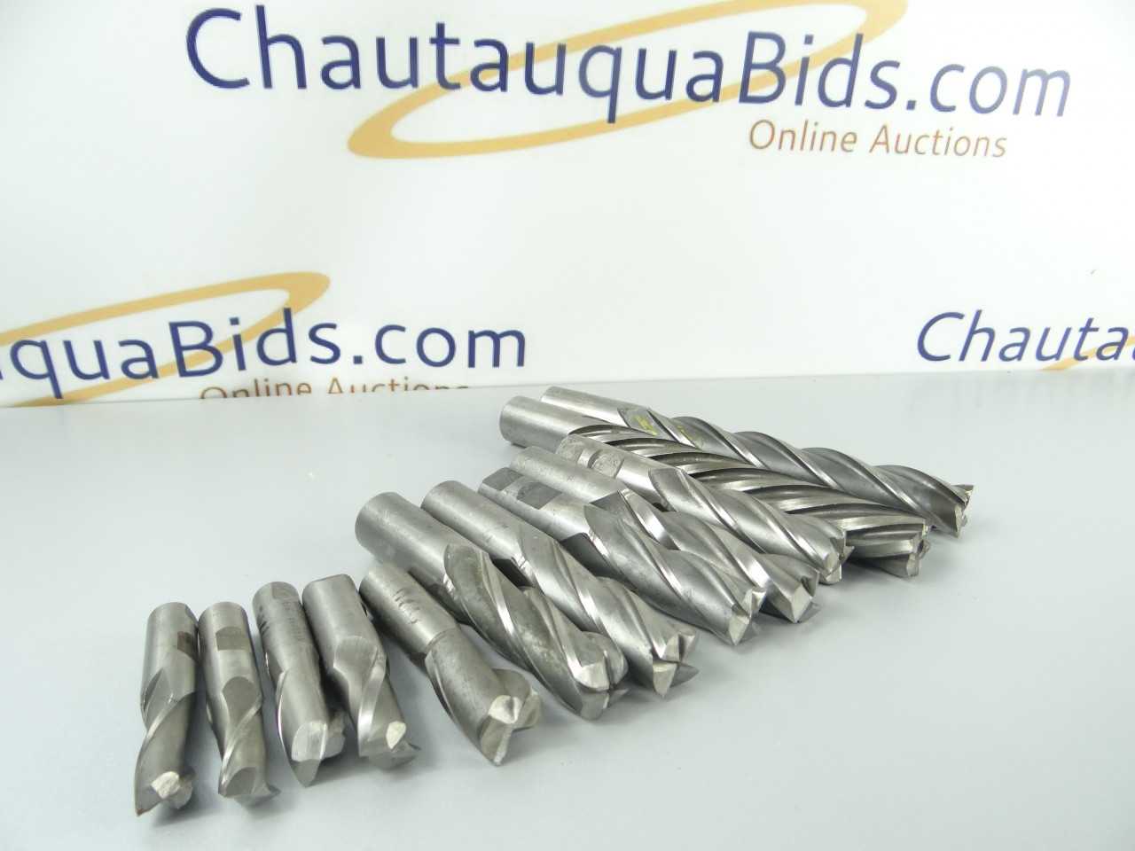 Lot of 12 Assorted HSS End Mills - MACHINING ACCESSORIES & TOOLING