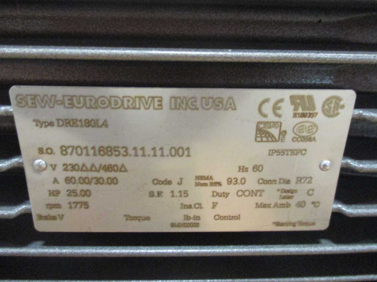 SEW EURODRIVE DRE180L4 R97DRE180L4 ELECTRIC GEARMOTOR - ELECTRIC MOTORS
