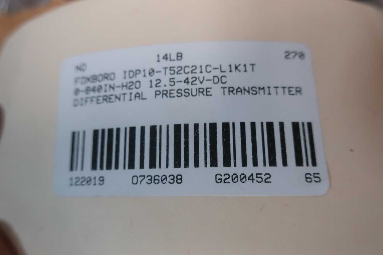 FOXBORO IDP10-T52C21C-L1K1T PRESSURE TRANSMITTER 0-840IN-H2O 12.5-42V-DC - INSTRUMENTATION