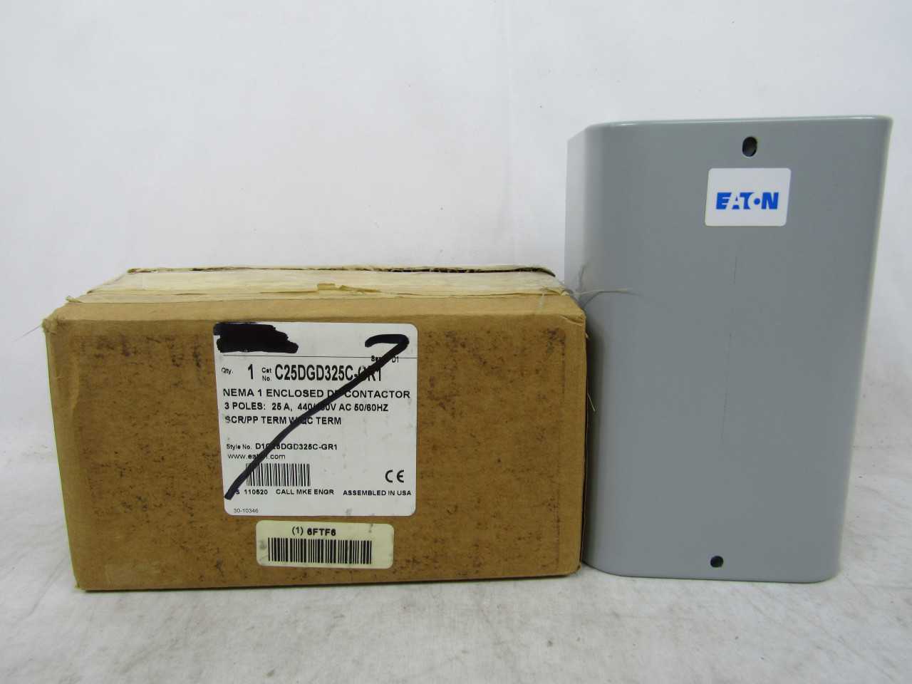 Lot of Qty 2x Eaton C25DGD325C-GR1 Definite Purpose Contactor C25 Enclosed 3P 25A 440/480VAC 50/60Hz - CONTACTORS Lot of Qty 2x Eaton C25DGD325C-GR1 Definite Purpose Contactor C25 Enclosed 3P 25A 440/480VAC 50/60Hz - CONTACTORS