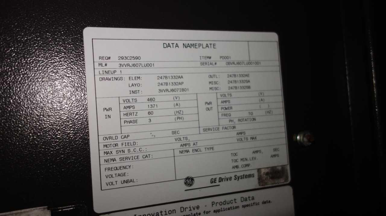 GE INNOVATION LV AC DRIVE 621 Volt 1065Kw & GE 2500A Breaker 11-7540 - MOTOR DRIVES