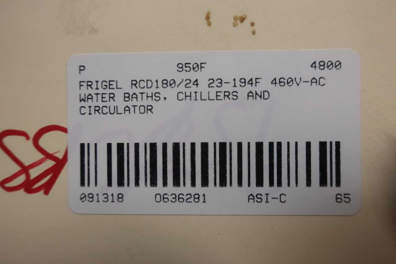 FRIGEL RCD180 24 23 194F 460V AC WATER BATHS CHILLERS AND CIRCULATOR - CONSTRUCTION
