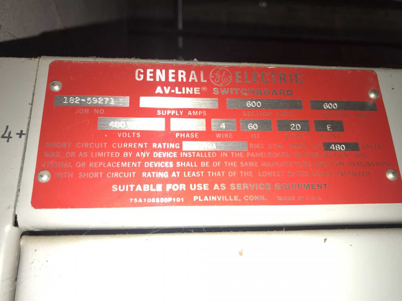 CONTENTS OF ELECTRICAL ROOM - ELECTRICAL COMPONENTS