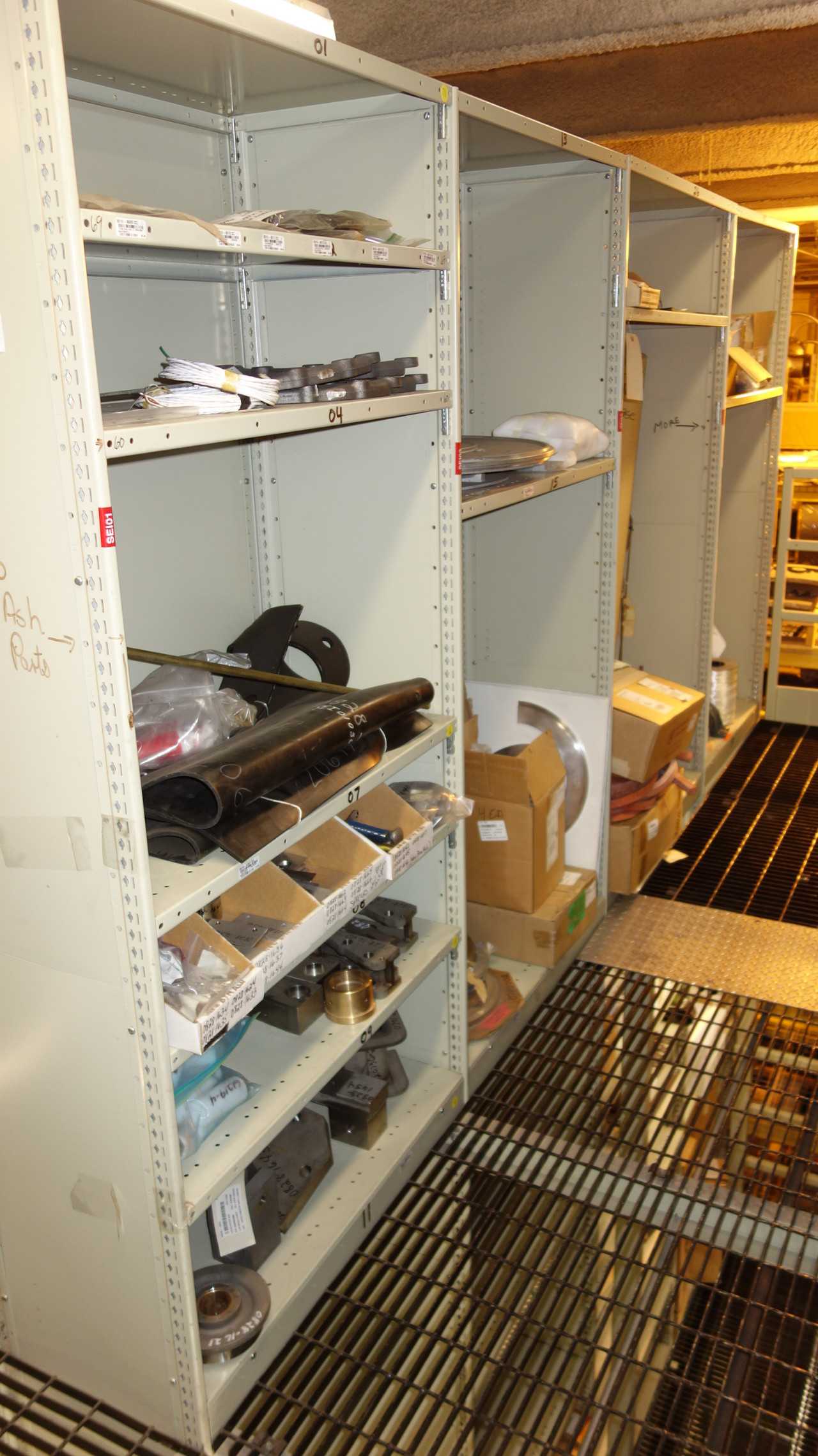 CONTENTS OF 4 SHELF COLUMNS, ASSORTED MRO - SHELVING