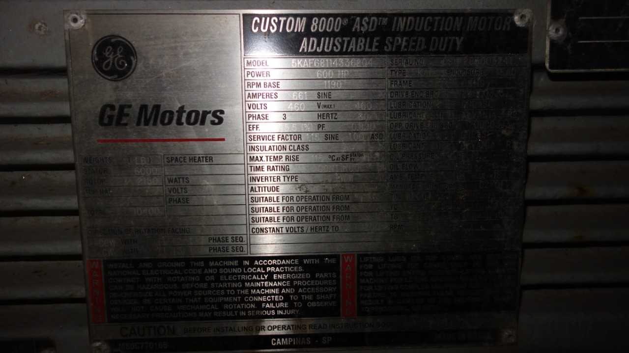 GE MOTOR 8000 ASD 6811S 600HP MOTOR CUSTOM - ELECTRIC MOTORS