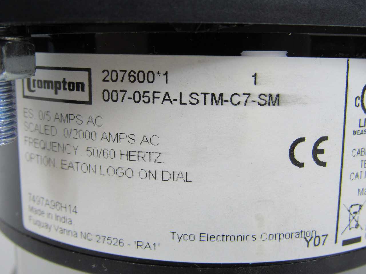 Quantity 5 of Eaton 007-05FA-LSTM-C7-SM Meter 0-2000A - ELECTRICAL COMPONENTS