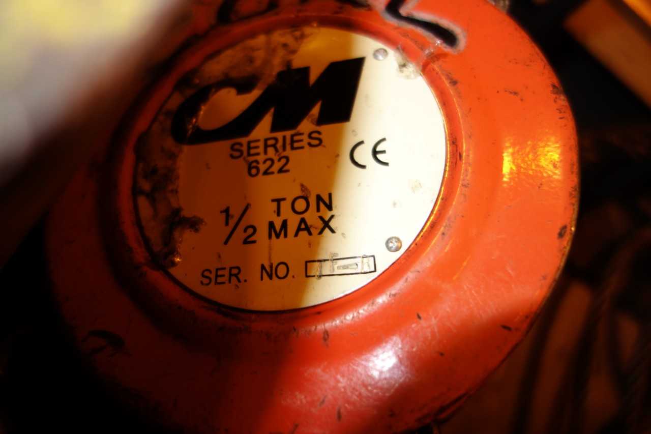 LOT OF 2 C/M MANUAL HOISTS, 1/2TON, 1 TON - LIFTING EQUIPMENT