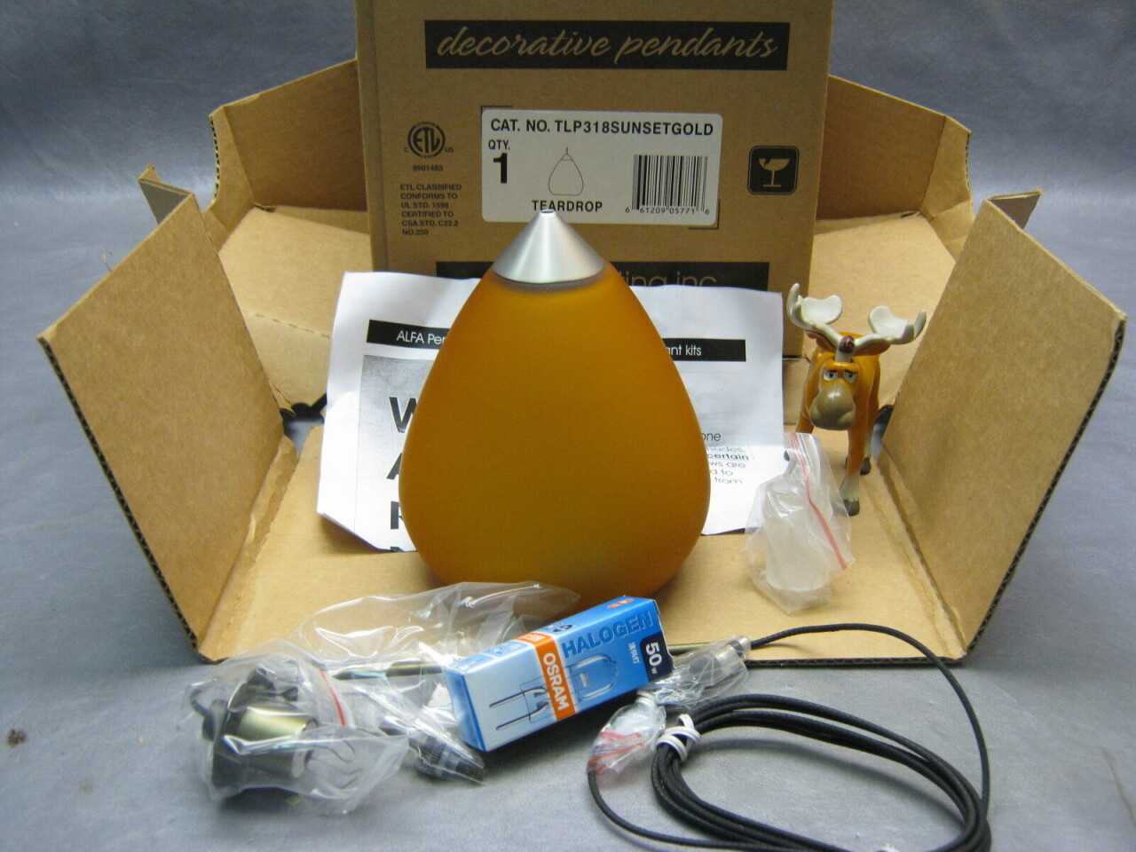 (14) Juno Lighting TLP318 Sunset Gold Decorative Teardrop Pendant Kit 6" w/ 50W Bulb - LIGHTING (14) Juno Lighting TLP318 Sunset Gold Decorative Teardrop Pendant Kit 6" w/ 50W Bulb - LIGHTING