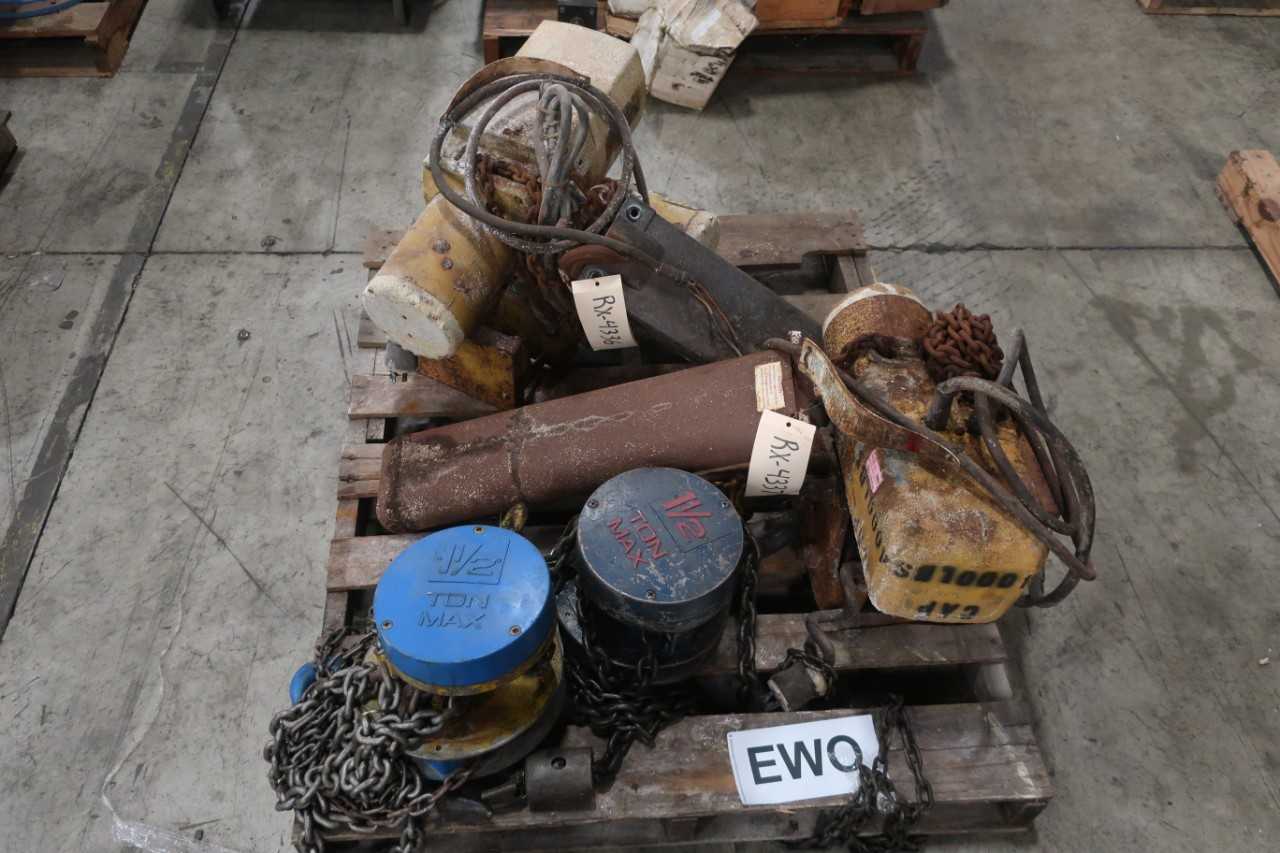 1 PALLET OF ASSORTED HOISTS 1-1/2T-4T - MISCELLANEOUS