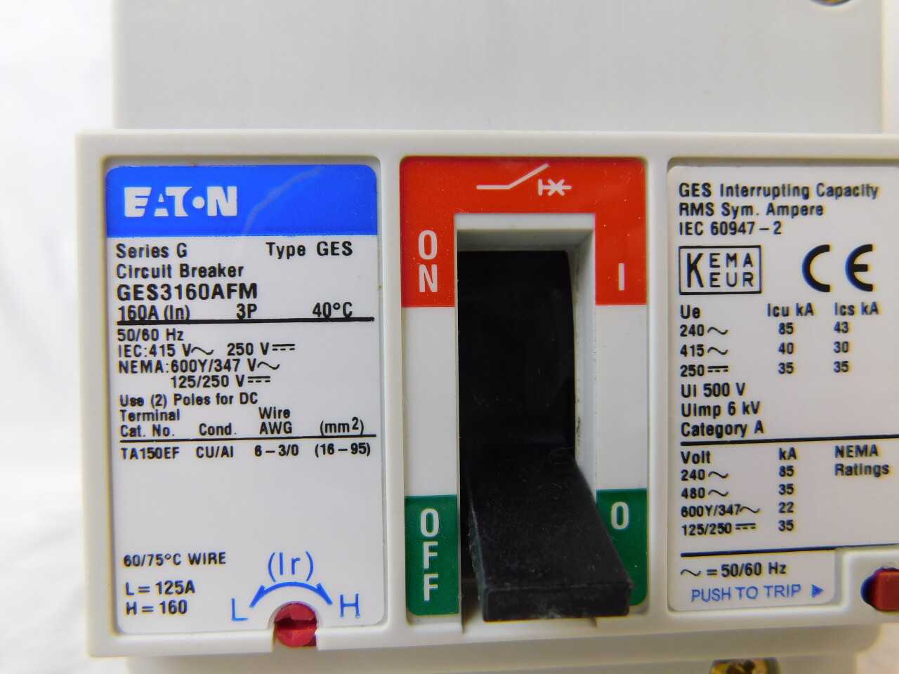 Quantity of 5x GES3160AFM MCCB/Molded Case Circuit Breaker - CIRCUIT BREAKERS