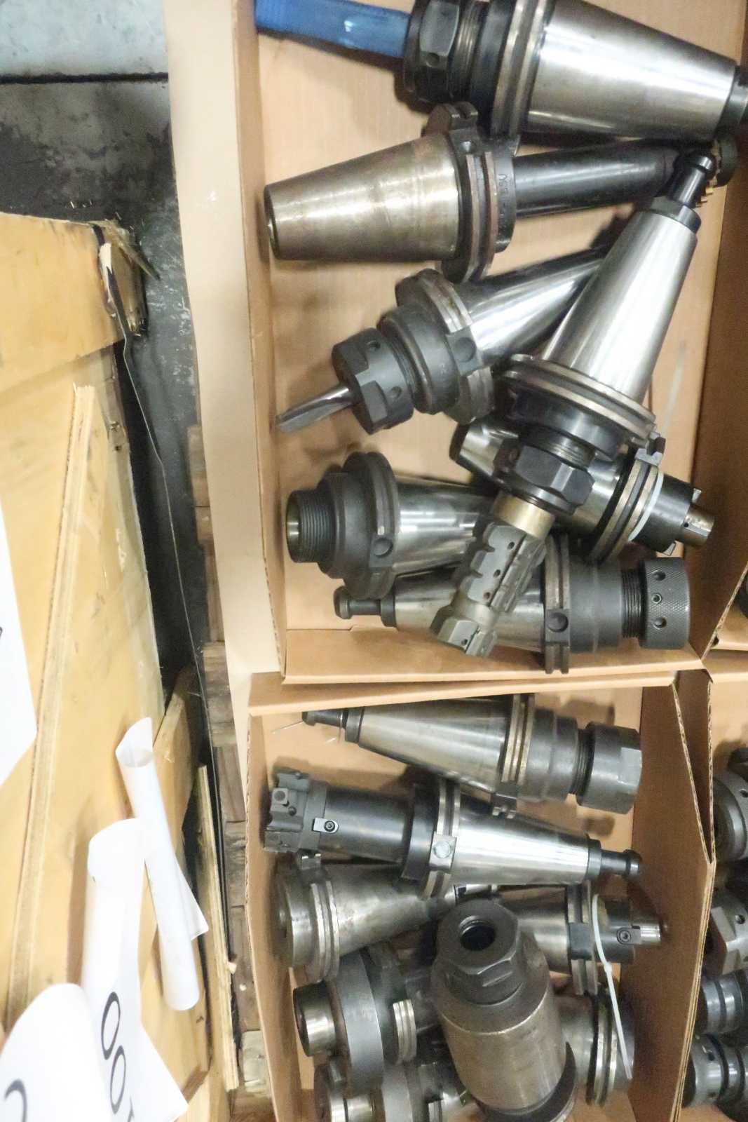 LOT OF ASSORTED CAT50 TOOL HOLDERS WITH ATTACHMENTS - ELECTRIC POWER TOOLS