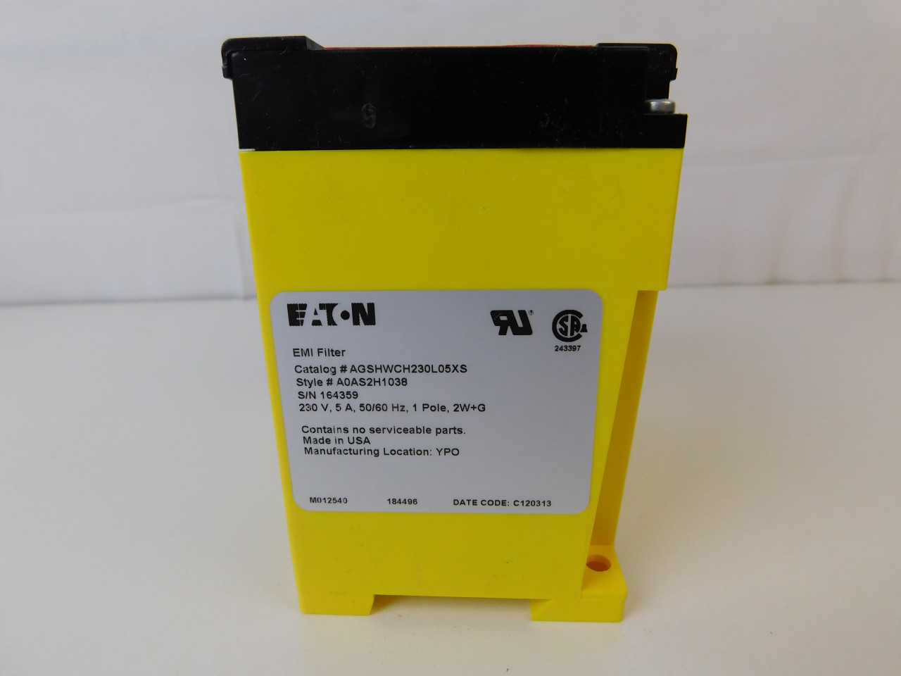 Quantity 1 of Eaton AGSHWCH230L05XS SPD Powerline Filter 5A 230V - ELECTRICAL COMPONENTS