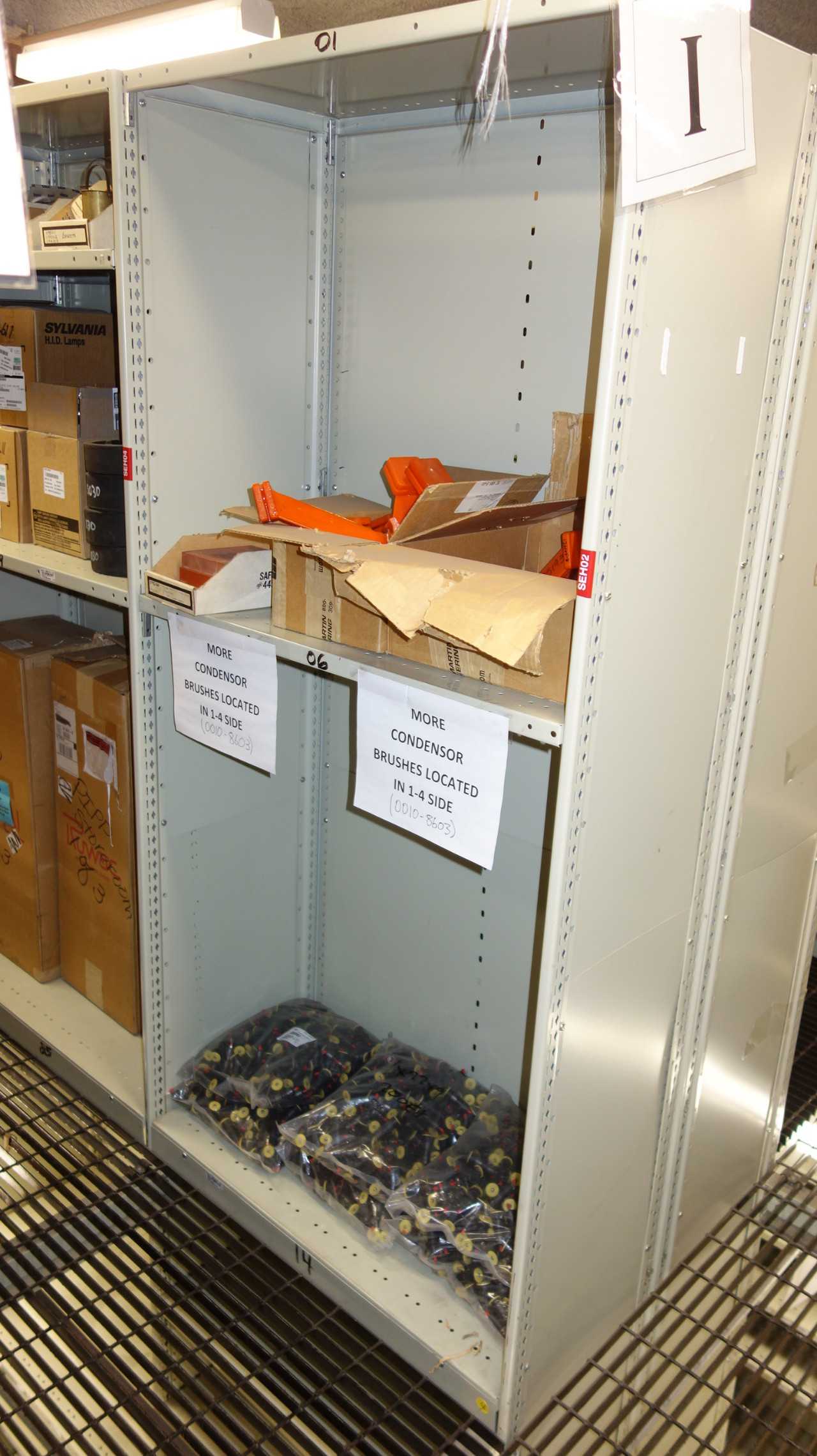CONTENTS OF 4 SHELF COLUMNS, ASSORTED MRO - SHELVING