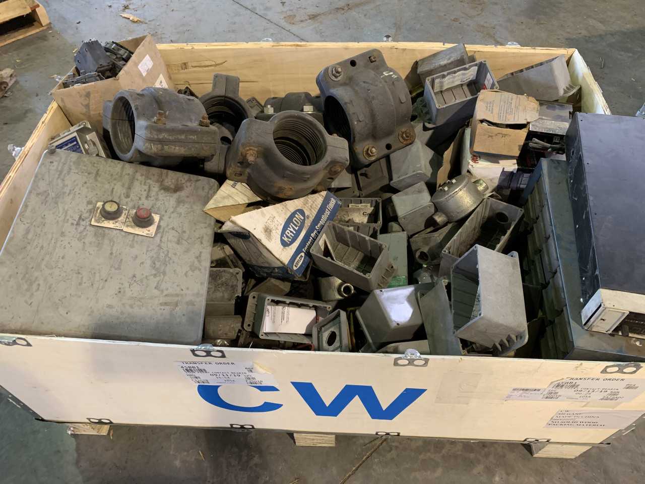 CRATE OF MISC. ELECTRICAL AND MRO EQUIPMENT PARTS - ELECTRICAL COMPONENTS