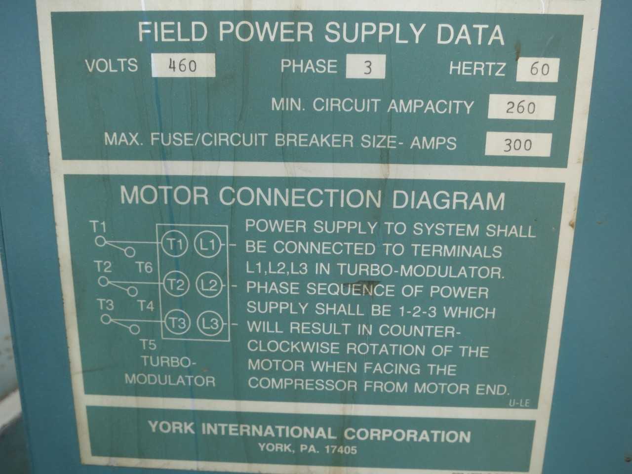 YORK TURBO LIQUID CHILLING SYSTEM MODEL# YT B2 C3 B2-CGDTM - TEMPERATURE CONTROL COMPONENTS