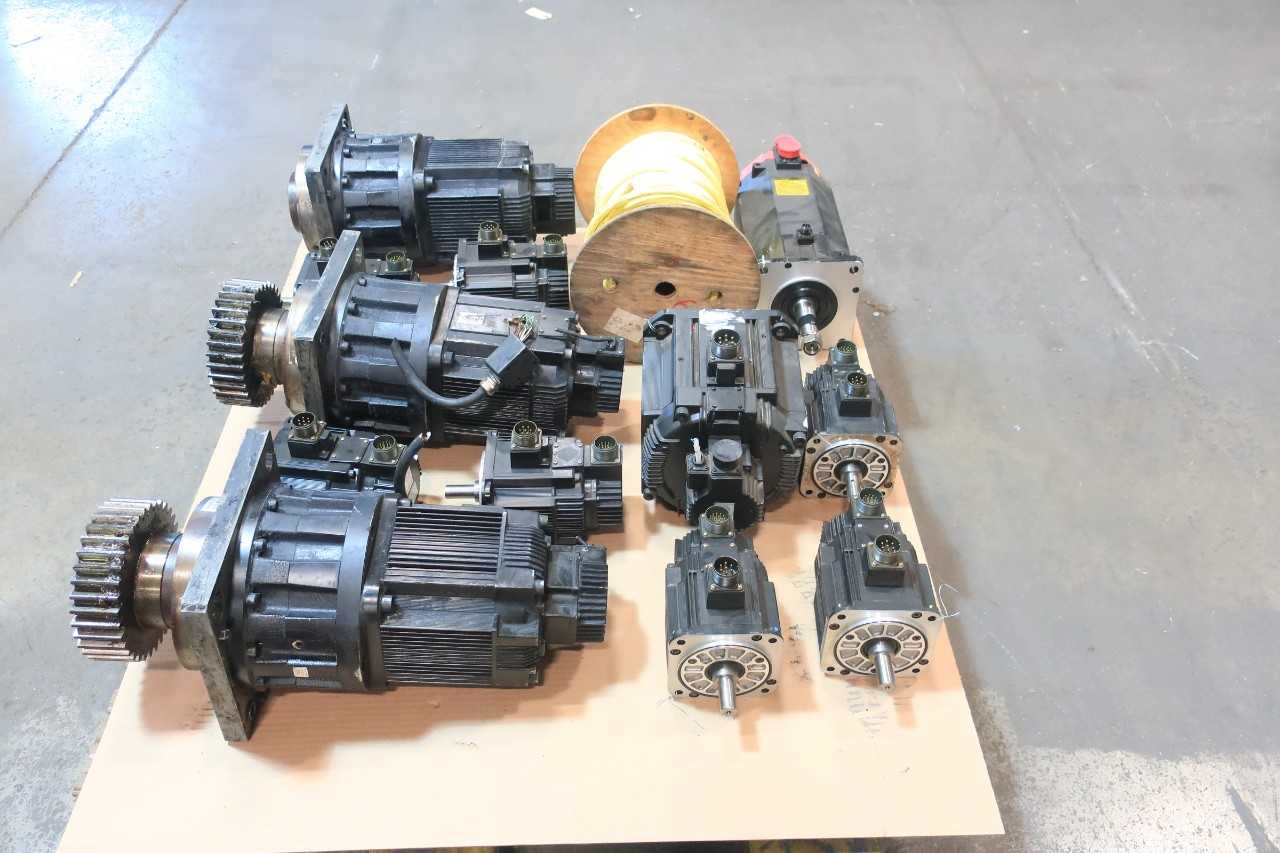 1 PALLET OF SERVO MOTOTRS, SGMGH-05P2A6D 450W 1500RPM 2.84NM 200V-AC SERVO MOTOR, A06B-0147-B675-R 3PH 3.8KW 2000RPM 22NM 157V-AC SERVO MOTOR,10222.35.05 135FT 600V-AC CORDSET CABLE- CAROL, FANUC, YASKAWA - SERVO