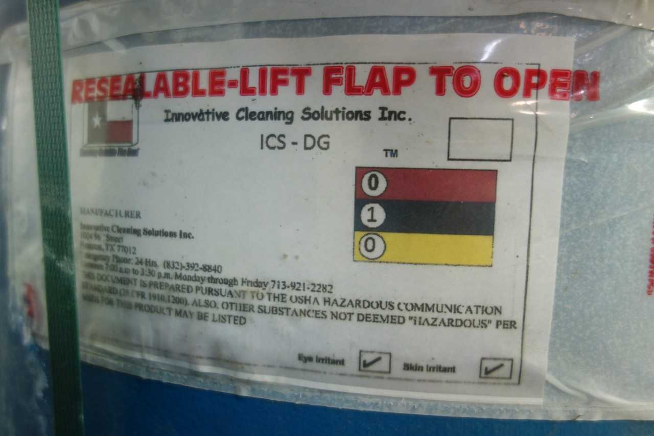 LOT OF 2 BARRELS OF INNOVATIVE CLEANING SOLUTIONS ICS-DG DEGREASER - PROCESS EQUIPMENT