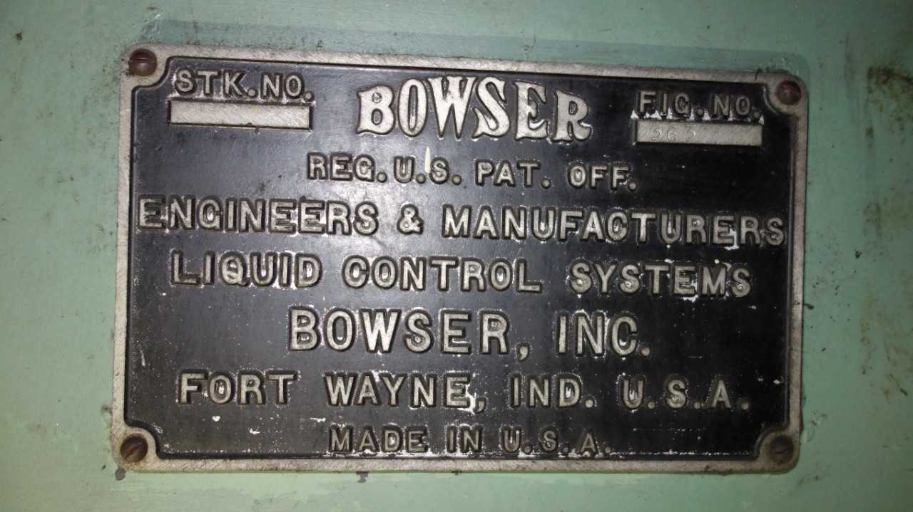 BOWSER 363 TURBINE OIL CONDITIONER LIQUID CONTROL SYSTEM 5000GAL STORAGE TANK - PROCESS EQUIPMENT