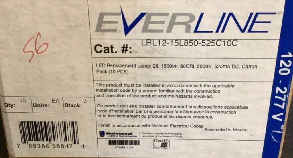 (Approximately 13) Everline LED 2’ Replacement Lamps LRL12-15L850-525C10C, LRL12-15L835-525C10C - LIGHTING