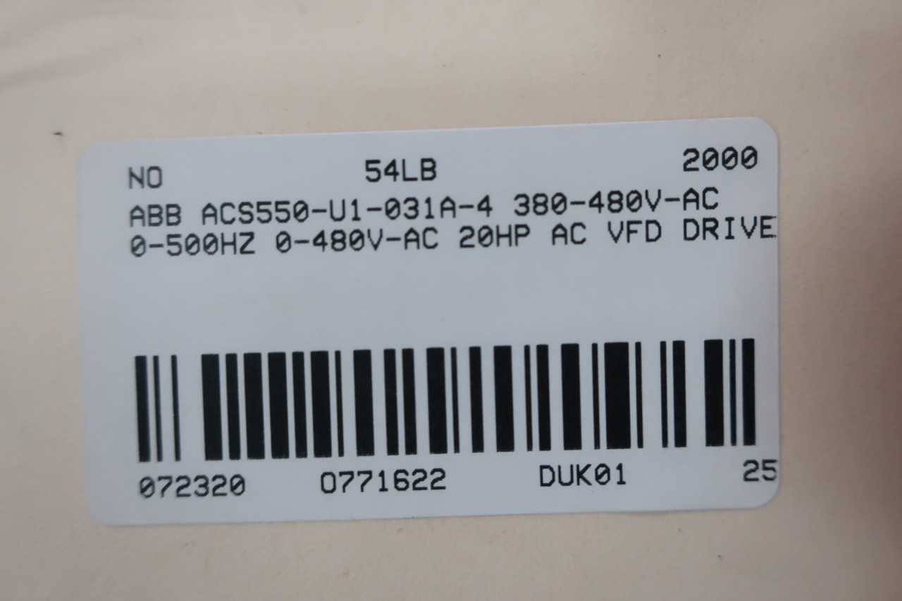 ABB ACS550-U1-031A-4 380-480V-AC 0-500HZ 0-480V-AC 20HP AC VFD DRIVE - MOTOR DRIVES