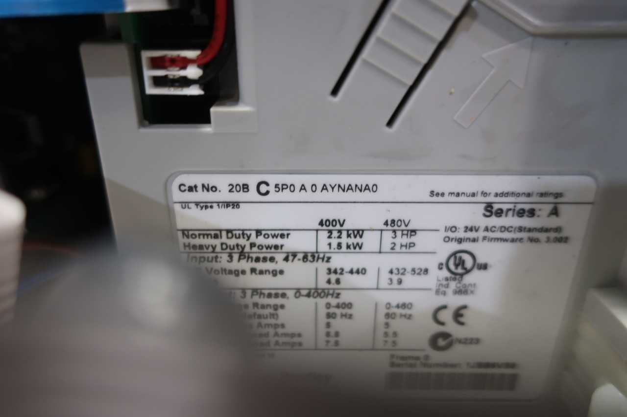 ALLEN BRADLEY 20BC5P0A0AYNANA0 POWERFLEX 700 3HP VFD - MOTOR DRIVES